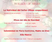 Horario de Misas - Navidad y Año Nuevo