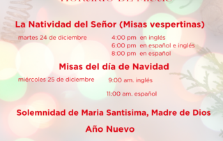 Horario de Misas - Navidad y Año Nuevo